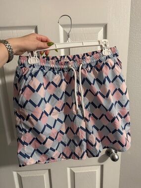 BoohooMAN Pink, Light Blue & Navy Geometric Swim Shorts